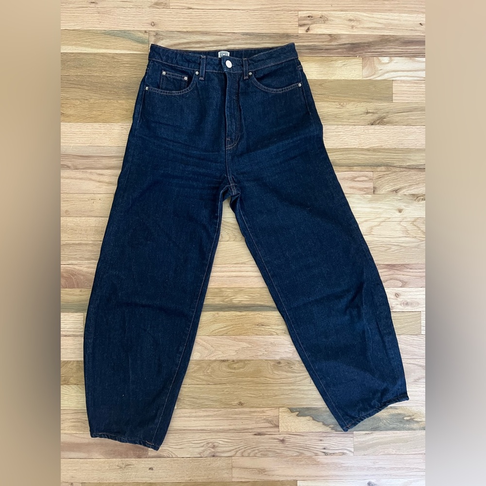 Toteme High Waist Barrel Leg Raw Denim Jeans